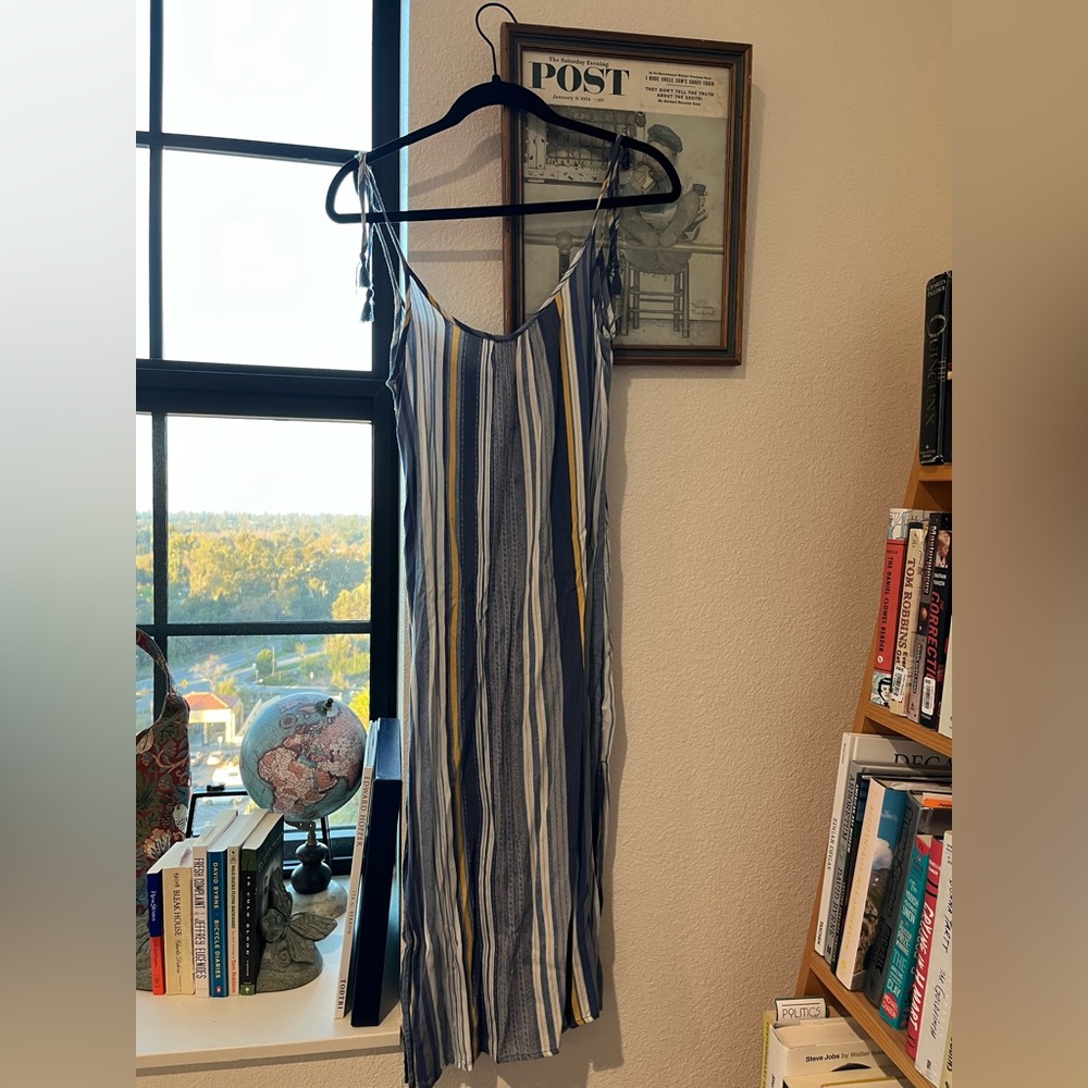 P.J. Salvage blue, yellow and white striped maxi dress for summer time